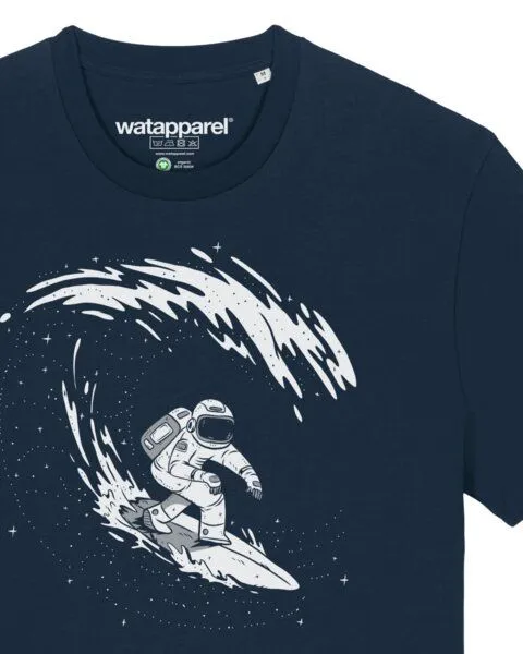 watapparel watapparel T-Shirt Unisex Surfing Spaceman, French navy, – Produktbild 3 von 3