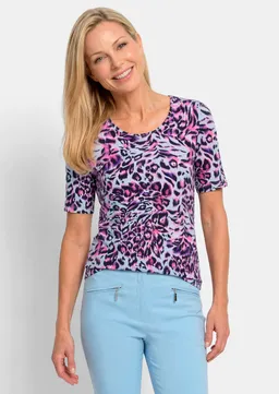 Goldner Jersey-Shirt mit Animal Print - hellblau / pink / gemustert - Gr. 46 von Goldner Fashion – Produktbild 1 von 1