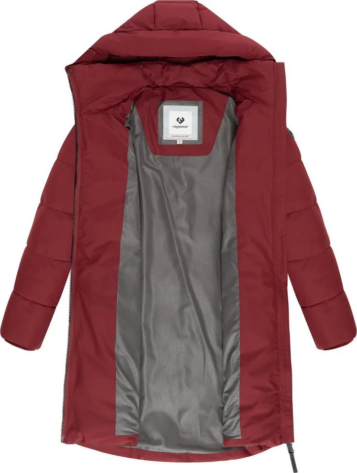 ragwear ragwear Steppmantel Natalin YOUMODO Warmer Damen Wintermantel mit V-Steppung und Kapuze, Rot, – Produktbild 1 von 4