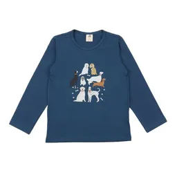 Walkiddy Kinder Langarmshirt GOTS zertifiziert Bio-Baumwolle, Blau, Hunde-Motiv, Walkiddy – Produktbild 1 von 1