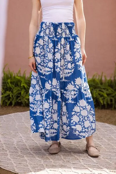 Haus of Namaste Haus of Namaste A-Linien Rock schwarz floral „Neel Mehfil" Handblockgedruckt im 100% Baumwolle – Produktbild 2 von 4