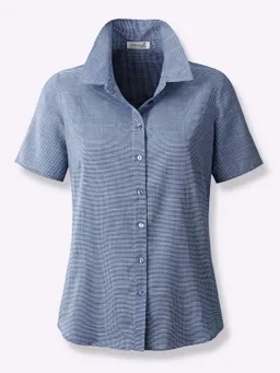 Witt Kurzarm-Bluse jeansblau-weiß-gemustert – Produktbild 1 von 1