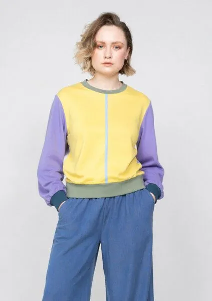 ein garten Studios ein garten Studios Boxy Basic Sweater Color Block, Vanilla blueberry, – Produktbild 1 von 4
