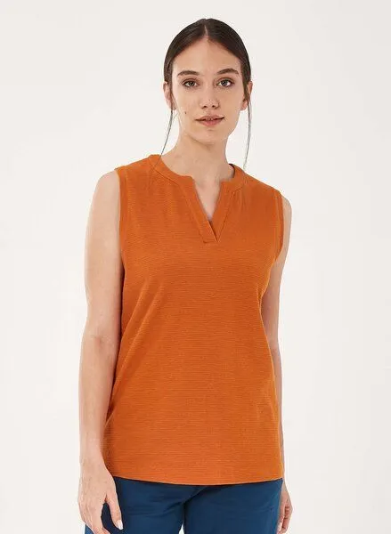 ORGANICATION ORGANICATION Top aus Bio-Baumwolle in Jacquard Jersey, Caramel, – Produktbild 1 von 4
