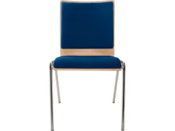 Besucherstuhl "A45" Buche lackiert, Gestell verchromt, Sitz- und Rückenpolster blau – Produktbild 1 von 1