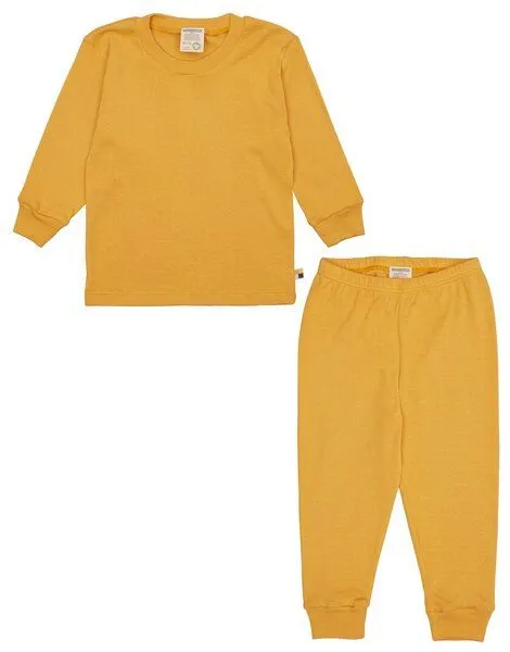 loud + proud loud + proud Babys & Kinder Schlafanzug, Pyjama Uni aus Feinripp, GOTS-zertifiziert, Curcuma/gold, – Produktbild 2 von 4