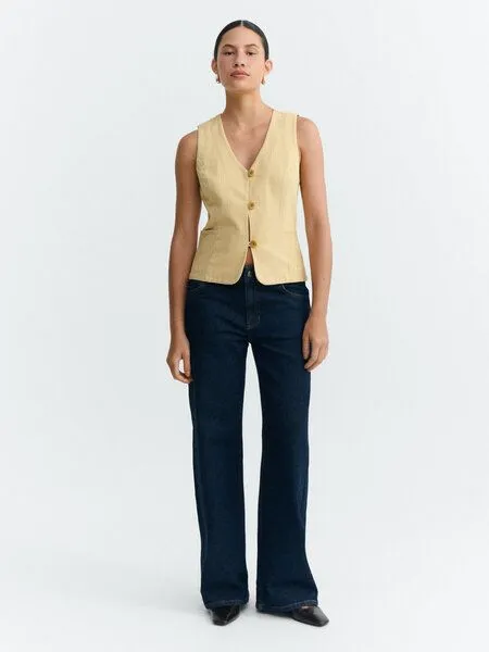 thinking mu thinking mu Damen Weste - Alisa Top- aus Bio-Baumwolle, Nogal stripes (gelb), – Produktbild 1 von 3