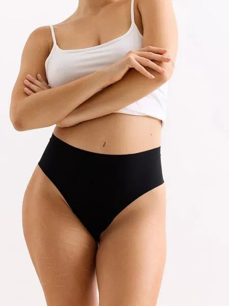 erlich textil erlich textil Light Touch High Waist Brazil String im 3er Pack aus weichem Modal, made in Europe, Schwarz, – Produktbild 4 von 5