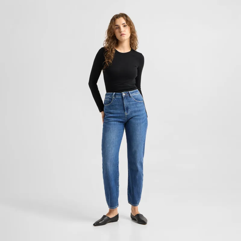 DAWN Damen Jeans STARDUST High Waist O-Shape DAWN Bio-Baumwolle, Medium blue, – Produktbild 1 von 6
