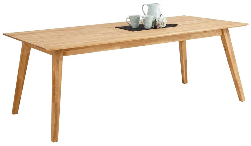 OTTO home Esstisch Lake, Eiche massiv, Breite 150 cm, erweiterbar mit Ansteckplatten, Beige, – Produktbild 2 von 4