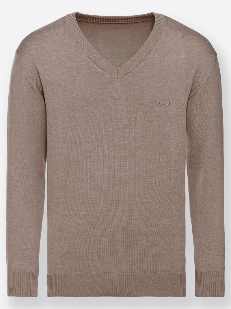 marco donati V-Ausschnitt-Pullover, Natur-meliert, – Produktbild 1 von 2