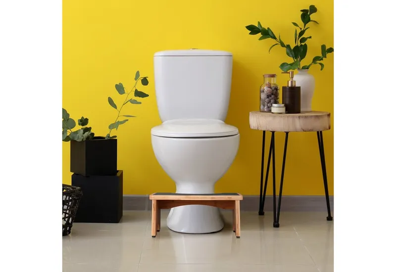 RELAXDAYS RELAXDAYS Badhocker Toilettenhocker aus Bambus (1 St), Braun|schwarz, – Produktbild 2 von 5