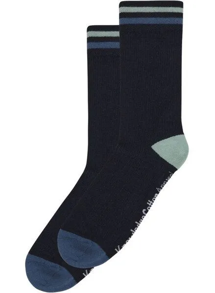 KnowledgeCotton Apparel KnowledgeCotton Apparel Stricksocken COLORBLOCK mit Bio-Baumwolle, Blau-night-sky, – Produktbild 1 von 3