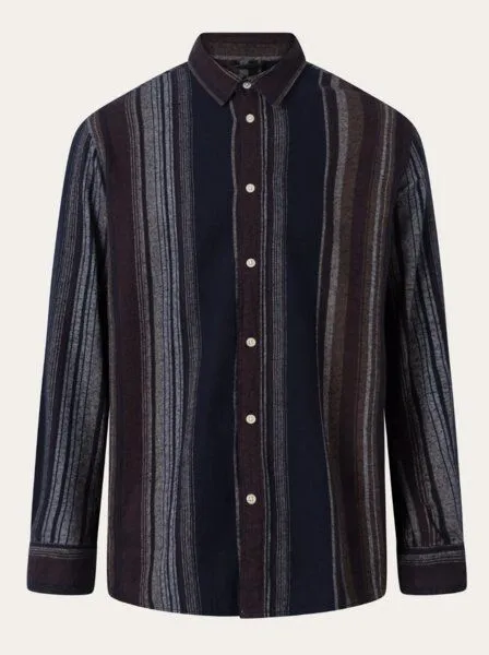 KnowledgeCotton Apparel KnowledgeCotton Apparel - Hemd Loose Fit Double Layer Striped Shirt, Blau (muli color stripe), – Produktbild 2 von 4