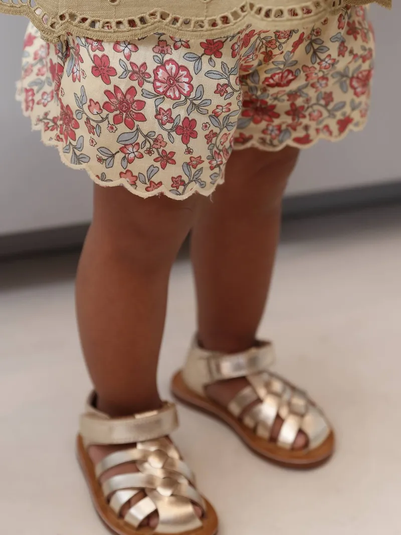 Vertbaudet Shorts Mädchen Baby mit Dehnbund und Blumenmuster, Hellgelb, – Produktbild 4 von 4