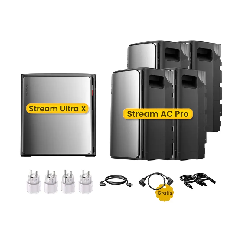 EcoFlow Grensdeal | EcoFlow Stream Ultra X, All-in-One Speicher für Balkonkraftwerke, by Powerness - Stream Ultra X + 4 x Stream AC Pro | 11520Wh / 4 x Smart Plug – Produktbild 1 von 1