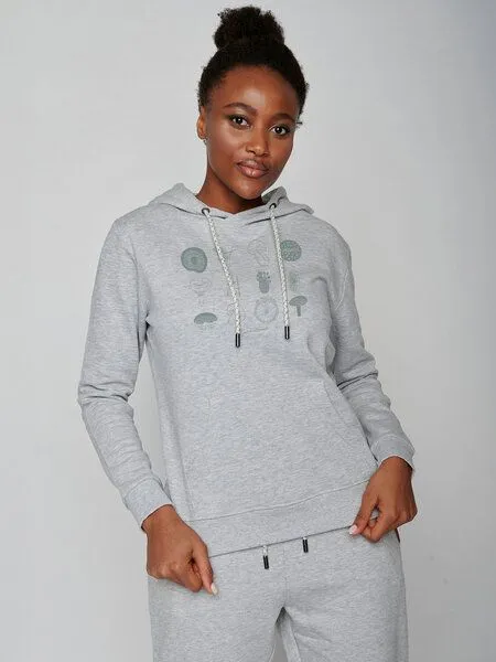 GreenBomb GREENBOMB Bike Mushrooms 2 Chipper - Gemütlicher Hoodie aus Bio-Baumwolle / hochwertiger Print / GOTS / Fair & Vegan, Grau (heidegrau), – Produktbild 1 von 4