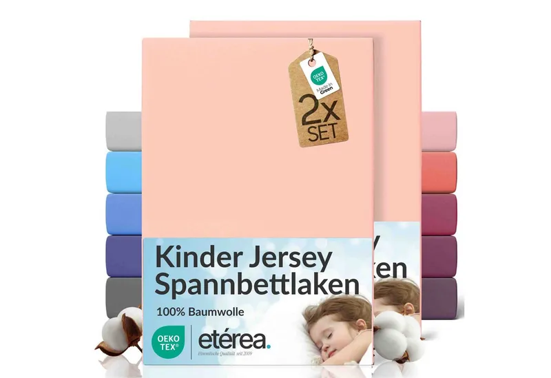 etérea Himmlische Qualität Spannbettlaken etérea Comfort Jersey 2er Set Spannbettlaken, Jersey, Gummizug: rundum, (2 Stück), Rosa, – Produktbild 1 von 8