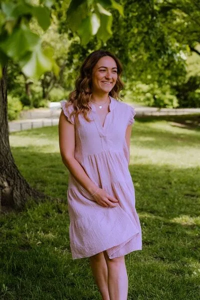Hutch&Putch Hutch&Putch Musselin Sommerkleid - mit gerüschten Ärmeln - 100% Bio-Baumwolle - Volantkleid - kurzes Kleid - weich und atmungsaktiv, Mauve, – Produktbild 1 von 4