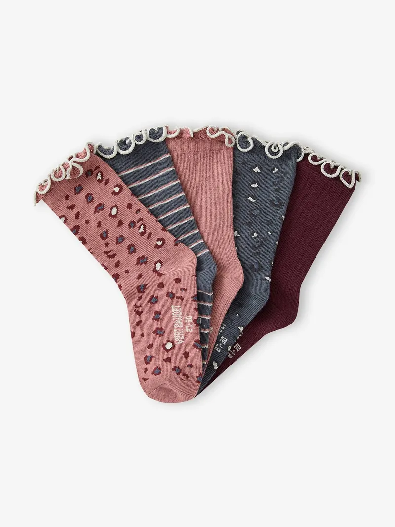 Vertbaudet 5er-Pack Socken LEOPARD, Anthrazit, – Produktbild 2 von 2