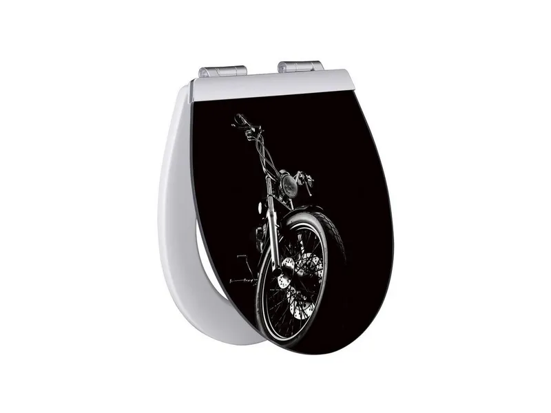 Primaster WC-Sitz Primaster WC-Sitz mit Absenkautomatik Motorrad, Abnehmbar Absenkautomatik Kunststoffscharniere, Schwarz, – Produktbild 1 von 2