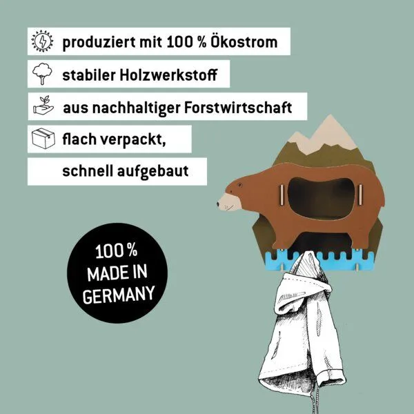WERKHAUS WERKHAUS Kindergarderobe Dicke Tiere - Bär – Produktbild 3 von 6