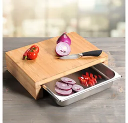 Kesper Kesper Schneidebrett mit Auffangschale, Bambus, Edelstahl 18/10, (1-St), Gastro-Norm 1/2 (325x265 mm) – Produktbild 1 von 1
