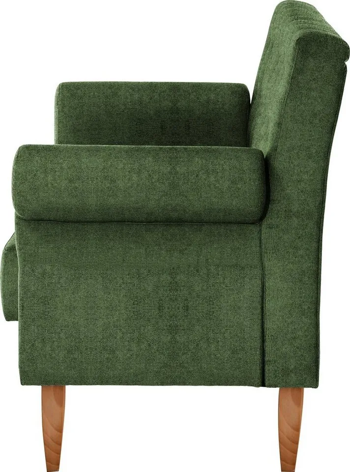 Home affaire Küchensofa Scalea Breite 157cm, Komfortsitzhöhe 55cm, Knopfheftung im Rücken, inkl. 2 Stk. Zierkissen, in verschiedenen Stoffen und Farben, Grün, – Produktbild 5 von 5