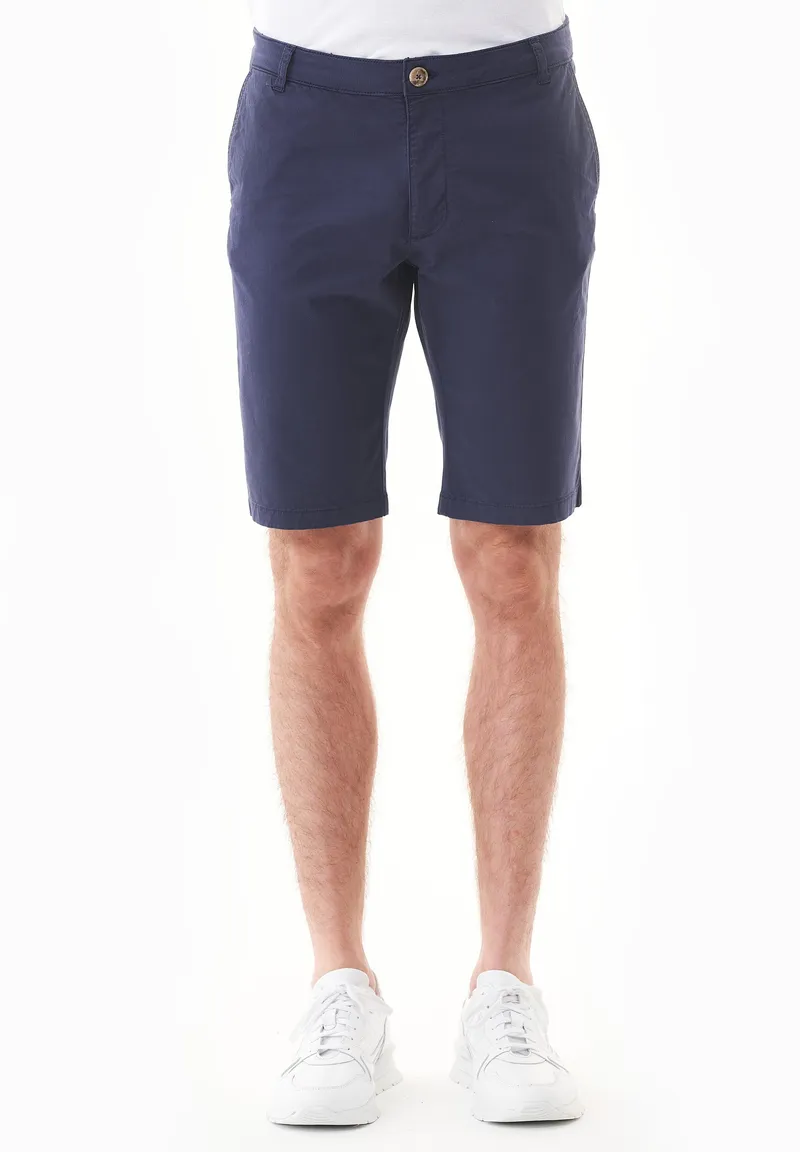 ORGANICATION ORGANICATION Herren vegan Slim-Fit Chino-Shorts Aus Bio-Baumwolle, Dunkelblau, – Produktbild 1 von 2