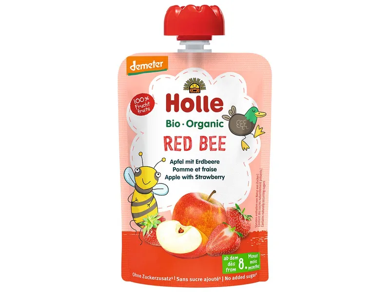 Holle Holle Quetschie Bio-Fruchtmus "Apfel, Erdbeere", Red Bee, ab 8. Monat, 100 g – Produktbild 1 von 1