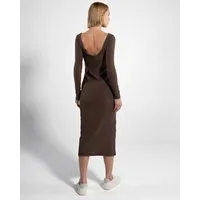 GORG GORG Geripptes Damen-Langarmkleid aus Bio-Baumwolle & TENCEL Modal, Mokkabraun, – Produktbild 1 von 1
