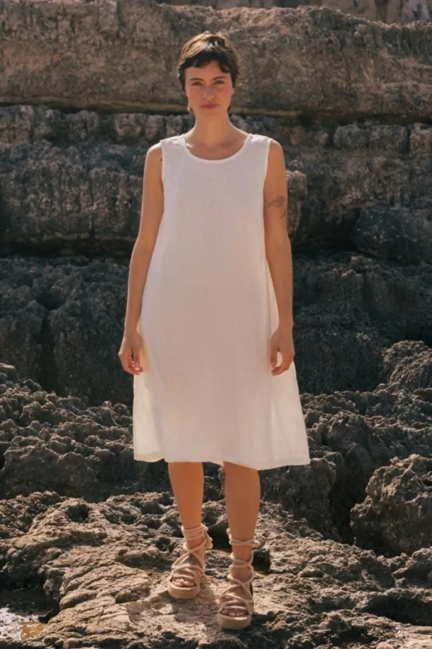 AmourLinen AmourLinen Damen vegan Kleid Norah White, Weiß, – Produktbild 2 von 2