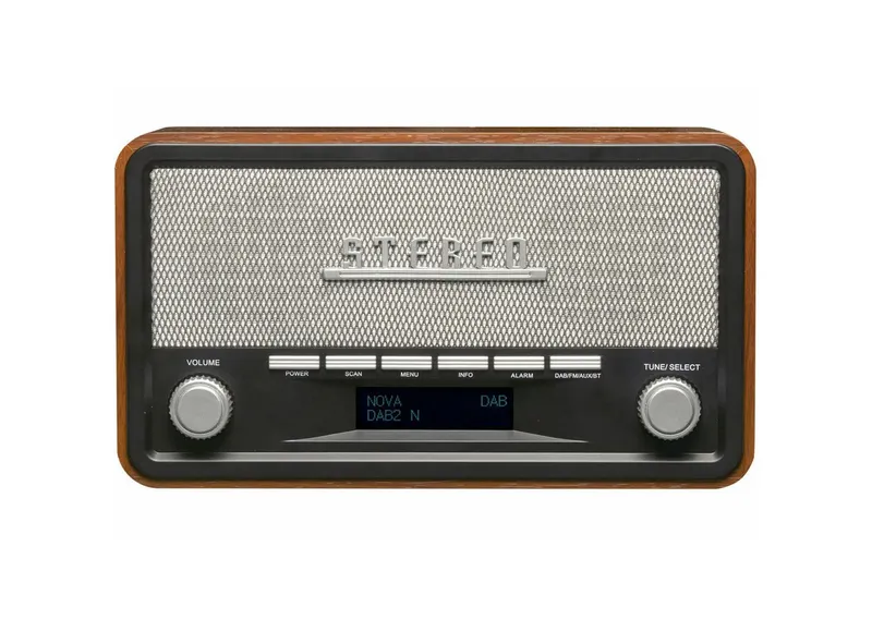 Denver Denver Vintage DAB+ UKW Radio Holz Bluetooth 5.0 Stereo Wecker Digitalradio Retro-Radio (DAB+, UKW (FM) mit RDS (Radio Data System), 4 W, Bluetooth 5.0, AUX-In (3,5 mm Klinke) od. kabelgebunden), Braun|schwarz, – Produktbild 4 von 5