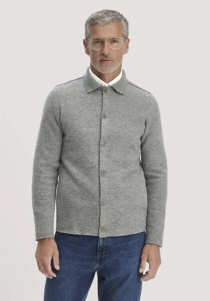 hessnatur hessnatur Strickjacke Regular aus reiner Bio-Merinowolle, Grau, – Produktbild 1 von 4