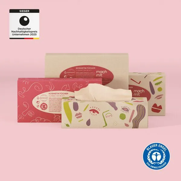mach m!t mach m!t PURE Kosmetiktücher + Box 2-lagig – aus recyceltem Karton – Produktbild 2 von 4