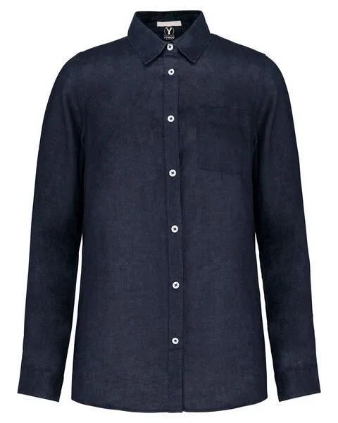 YTWOO YTWOO Leinenhemd für Herren aus 100% Leinen mit Kragen, Navy, – Produktbild 1 von 2
