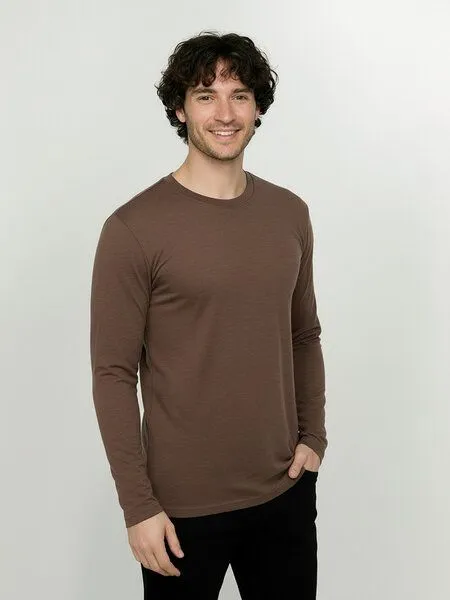 GreenBomb GREENBOMB Basic Base - Funktionales Longsleeve aus Merino-Wolle / Fair & Vegan, Braun (earth wood), – Produktbild 1 von 4