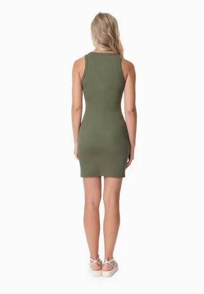 ORGANICATION ORGANICATION DERREN | Geripptes Kleid aus Bio-Baumwolle, Olive, – Produktbild 3 von 4
