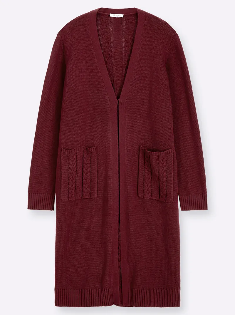sheego Longstrickjacke, Bordeaux, – Produktbild 1 von 3