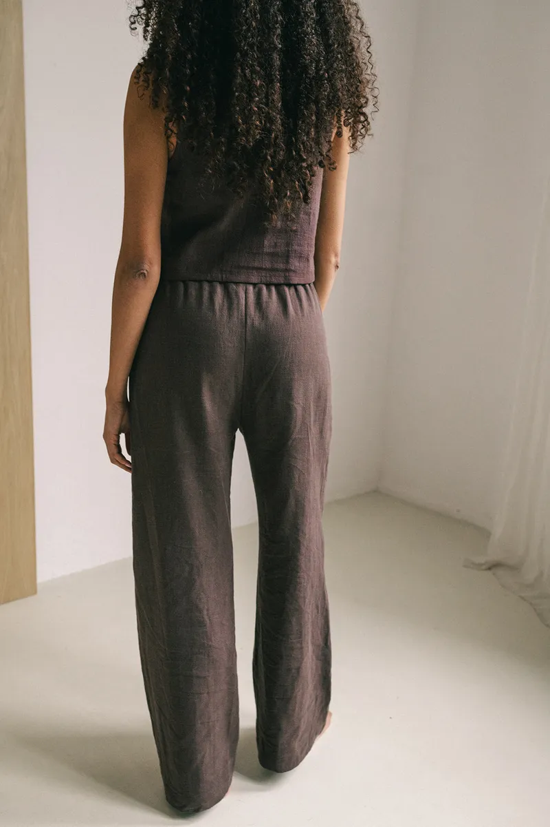 The View Yoga The View Yoga Damen vegan Hose Teya Brown, Dunkelbraun, – Produktbild 1 von 2