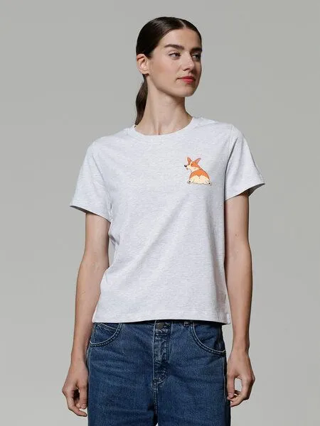 watapparel watapparel T-Shirt Frauen Corgi, Cool heather grey, – Produktbild 2 von 3