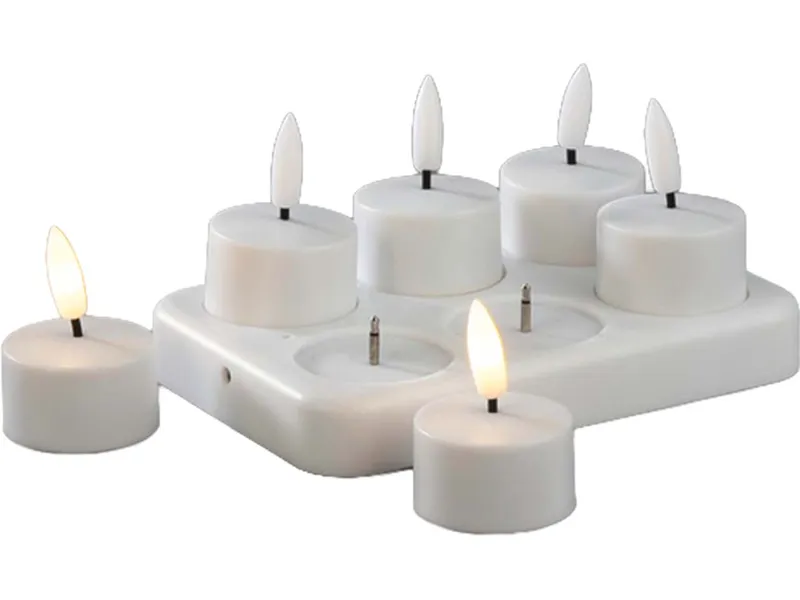Konstsmide Konstsmide LED-Dekolicht 6er-Set "Teelichter" inkl. Ladestation und Fernbedienung, weiß – Produktbild 1 von 1