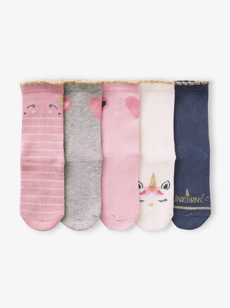Vertbaudet 5er-Pack Kinder Socken, Rosa, – Produktbild 1 von 2