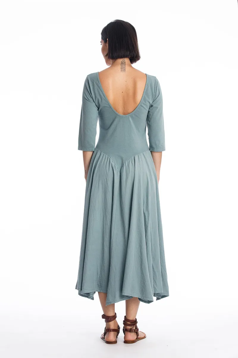 RAVENS VIEW IBIZA RAVENS VIEW IBIZA Damen vegan Kleid Look Ls Chinois Grün, Hellblau, – Produktbild 2 von 2