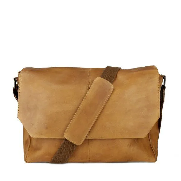 manbefair manbefair Messenger Laptoptasche Loki Leder, Cognac, – Produktbild 3 von 4