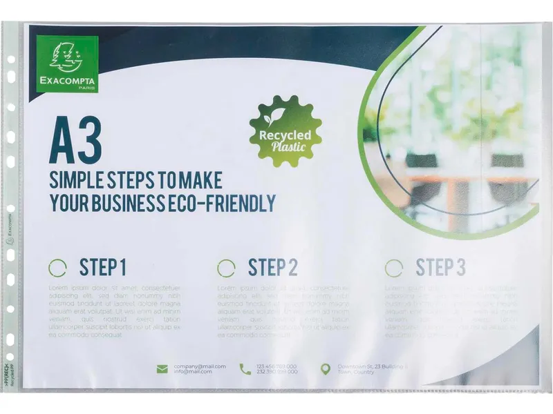 Exacompta 10 Exacompta Prospekthüllen "Forever" Recycling-PP, DIN A3, 90µ, genarbt – Produktbild 1 von 1