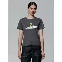 watapparel watapparel T-Shirt Frauen Alien on a paper plane, Anthracite, – Produktbild 1 von 1