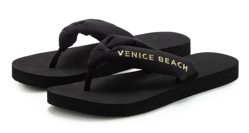 VENICE BEACH VENICE BEACH Badeschuhe, Badelatsche, Flip Flop, Sandale, Pantolette, Sommerschuhe Badezehentrenner NEU Zehentrenner mit wasserabweisender und leichter Sohle VEGAN, Schwarz, – Produktbild 2 von 5