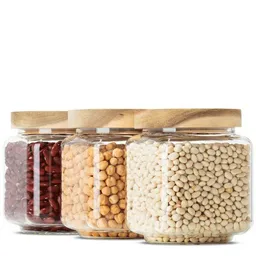 Econovo Econovo Vorratsgläser mit Holzdeckel | 600ml (Set 3-tlg.) | Kollektion Eckig – Produktbild 1 von 1
