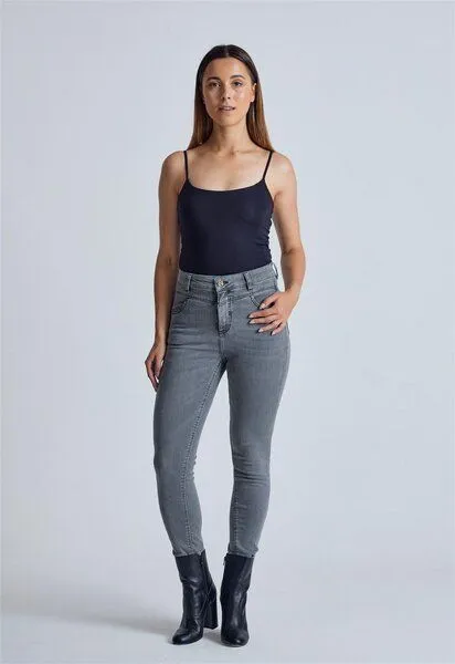 Flax and Loom Flax and Loom High Waist Skinny Jeans Modell: Nina, Silver (grau), – Produktbild 1 von 6